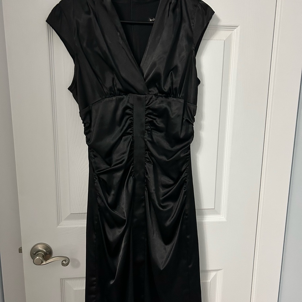 Le Chateau Black Ruched Wrap Maxi Dress